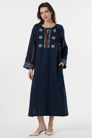 Embroidered dress "Jeremiah" in dark blue