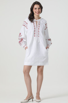 Вишита сукня «Ружина» білого кольору
