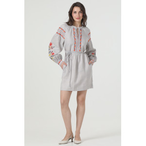 Вишита сукня «Ружина» сірого кольору