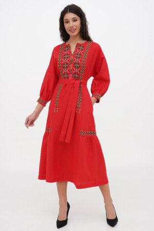 Вышитое платье «Моріка» красного цвета