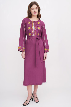 Вишита сукня «Єремія» темно-рожевого кольору