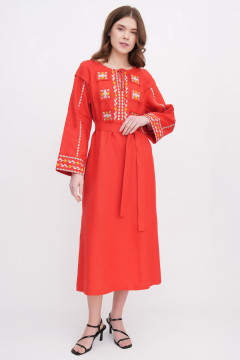 Вишита сукня «Єремія» червоного кольору