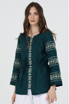 Embroidered shirt "Anisiya" green