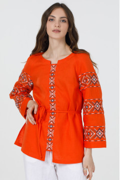 Embroidered shirt "Anisiya" red