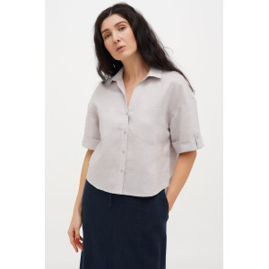 "Bonjour" blouse in gray