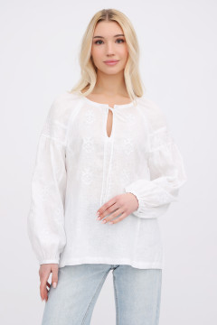 Вышиванка «Міряна» белого цвета с белым орнаментом