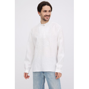 Чоловіча вишиванка «Мирон» білого кольору з білим орнаментом