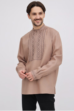 Men's embroidered shirt "Naum" brown