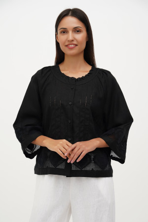 Embroidered shirt "Heart" in black