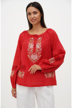 Embroidered shirt “Solomia” red