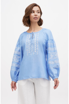 Embroidered shirt “Swallow” blue