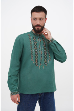 Men's embroidered shirt “Zakhar” turquoise color