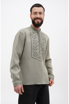 Men's embroidered shirt “Slavko” olive color