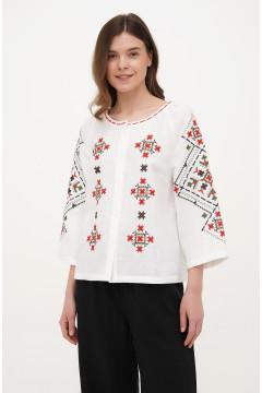 Embroidered shirt “Alder” white