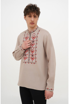 Men's embroidered shirt “Yasen” beige