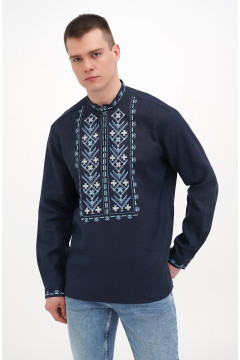 Men's embroidered shirt "Yasen" blue