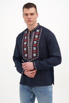 Men's embroidered shirt "Marco" in dark blue