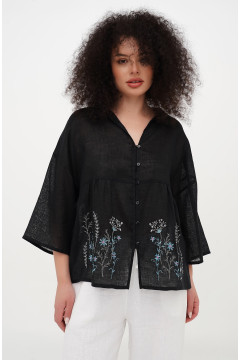 Embroidered shirt “Valley” black
