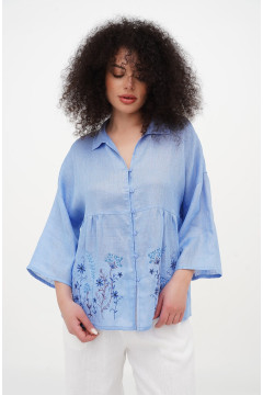 Embroidered shirt “Valley” blue