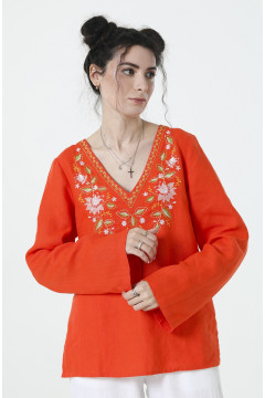Embroidered shirt “Virlyana” in orange color