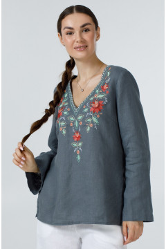 Embroidered shirt “Virlyana” in gray color