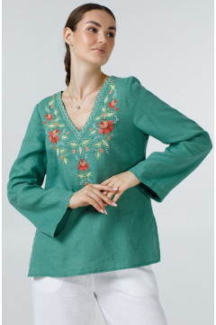Embroidered shirt “Virlyana” turquoise color