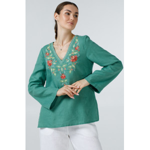 Embroidered shirt “Virlyana” turquoise color