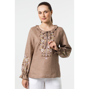 Вышиванка «Янка» кофейного цвета