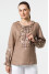 Embroidered shirt "Yanka" coffee color
