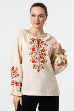 Embroidered shirt "Yanka" beige color