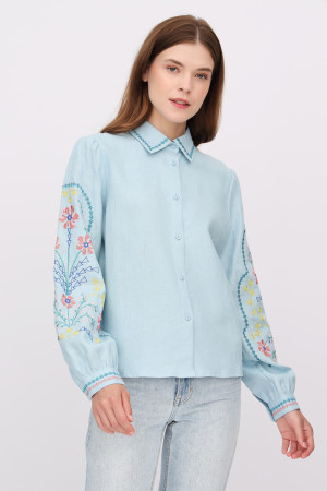 Вишиванка «Зозуля» блакитного кольору