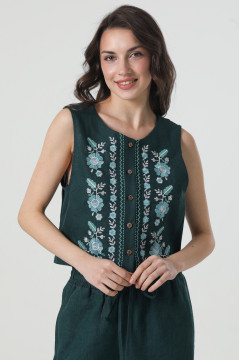 Жилет «Павлинка» смарагдового кольору