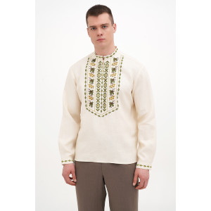 Men's embroidered shirt "Marco" in milky color