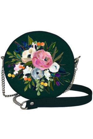 Кругла сумка «Квіти» (Tablet) темно-зеленого кольору