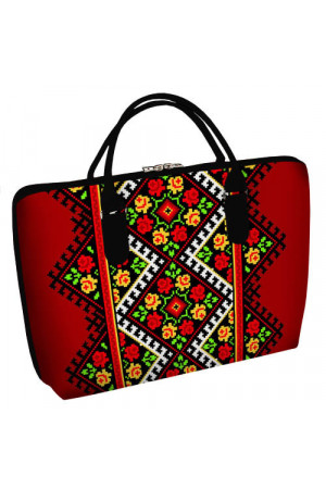 Тканина сумка «Трояндова вишиванка» (Саквояж) червоного кольору