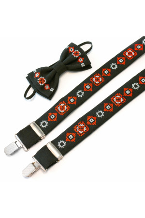 Комплект для мальчика: галстук-бабочка и подтяжки черного цвета