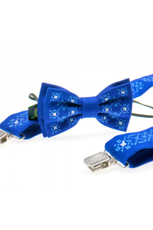 Комплект для хлопчика: краватка-метелик та підтяжки яскраво-синього кольору