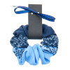Embroidered hair tie blue with blue