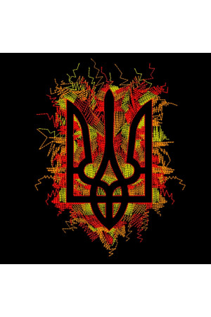 Вышитая футболка «Герб» черного цвета с красно-желтым орнаментом