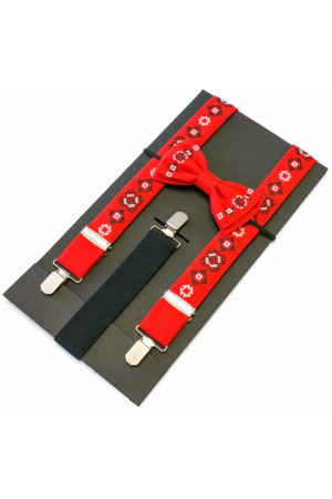 Комплект для хлопчика: краватка-метелик та підтяжки червоного кольору
