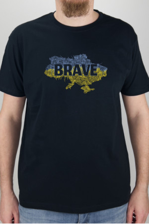 Вышитая футболка «Brave» черного цвета