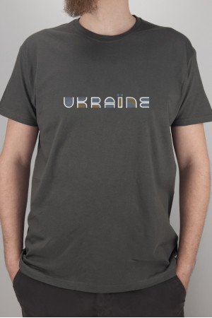Вышитая футболка «Ukraїne» темно-серого цвета