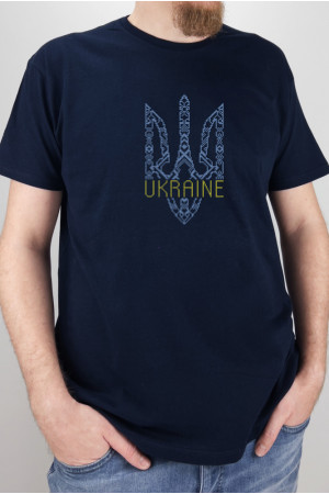 Вышитая футболка «Символ свободных» темно-синего цвета
