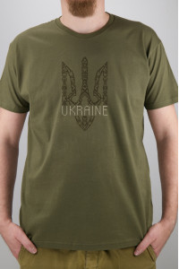 Вышитая футболка «Символ свободных» цвета хаки