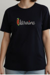 Embroidered T-shirt "Ukraine with poppies" in black
