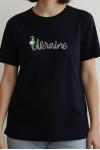 Embroidered T-shirt "Ukraine with chamomile" black