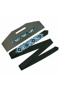 Узкий галстук «Арт» с сине-голубой вышивкой