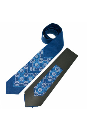 Краватка з льону «Синевир» синього кольору