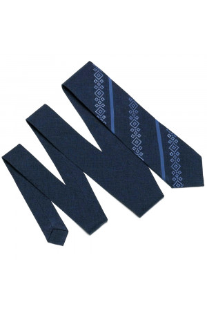 Вышитый галстук «Макар» темно-синего цвета