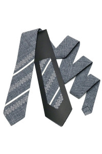 Вишита краватка «Макар» сірого кольору